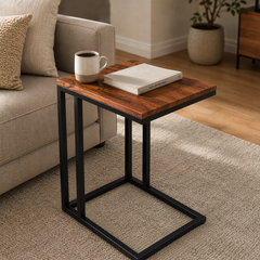 Modern Office Desk with Wooden Top & Metal Frame – Oak Finish Computer Work Table for Home & Office
