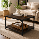 Modern Coffee Table with Storage Shelf – Wooden Finish Coffee Table for Living Room