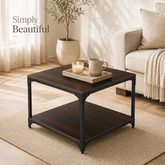 Modern Coffee Table with Storage Shelf – Wooden Finish Coffee Table for Living Room
