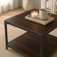 Modern Coffee Table with Storage Shelf – Wooden Finish Coffee Table for Living Room