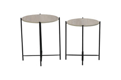Set of 2 Round Nesting Tables – Finish Coffee & Side Tables with Metal Frame