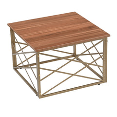 Modern Square Coffee Table with Metal Frame – Finish Center Table for Living Room