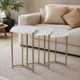 Set of 3 Nesting Table with Metal Frame – Multipurpose Seating Table