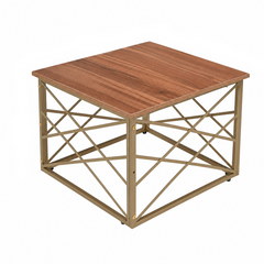 Modern Square Coffee Table with Metal Frame – Finish Center Table for Living Room