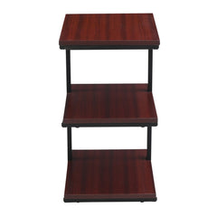 3-Tier Corner Display Shelf with Metal Frame – Mahogany Finish Storage Stand