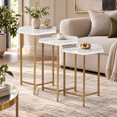 Set of 3 Nesting Table with Metal Frame – Multipurpose Seating Table