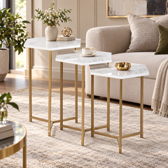 Set of 3 Nesting Table with Metal Frame – Multipurpose Seating Table