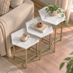 Set of 3 Nesting Table with Metal Frame – Multipurpose Seating Table