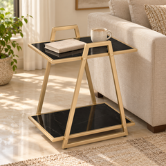 Modern Side Table with Bottom Shelf – Multipurpose End Table