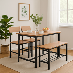 Compact Dining Table Set with Bench and Chairs – Dining Set