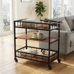 3-Tier Utility Trolley with Wheels – Serving and Storage Cart