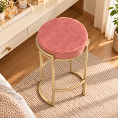 Round Stool with Metal Legs – Accent Stool