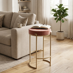Round Stool with Metal Legs – Accent Stool