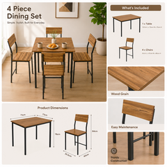 Compact Dining Table Set with 4 Chairs – Dining Set for Home