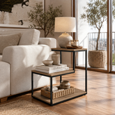 2-Tier Side Table with Storage Shelf – Table with Metal Frame