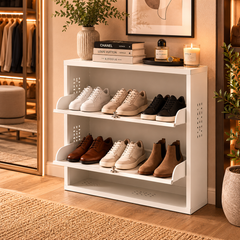 Wall-Mounted 2-Tier Shoe Rack – Open Shoe Storage Shelf