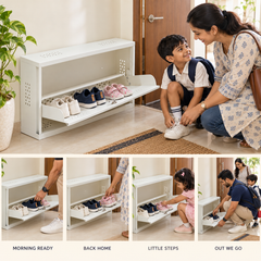 Wall-Mounted Metal Shoe Rack with Storage Ledge – Compact Shoe Organizer