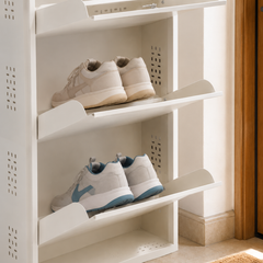 3-Tier Wall-Mounted Metal Vertical Shoe Rack with Slot Storage – Compact Shoe Organizer