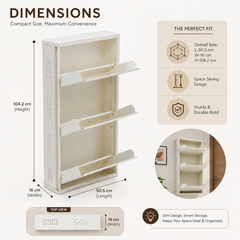 3-Tier Wall-Mounted Metal Vertical Shoe Rack with Slot Storage – Compact Shoe Organizer