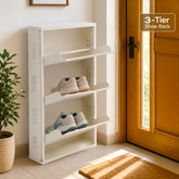 3-Tier Wall-Mounted Metal Vertical Shoe Rack with Slot Storage – Compact Shoe Organizer