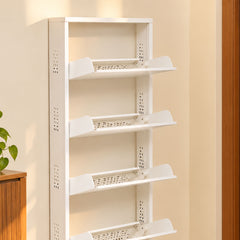 Wall-Mounted Metal Shoe Rack – Slim 5-Tier Space-Saving Entryway Organizer