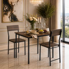 2-Seater Square Dining Table Set with Chairs – Finish Compact Dining Set