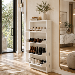 4-Tier Wall-Mounted Vertical Shoe Rack with Slot Storage – Large Shoe Organizer