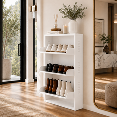 3-Tier Wall-Mounted Vertical Shoe Rack with Slot Storage – Compact Shoe Organizer