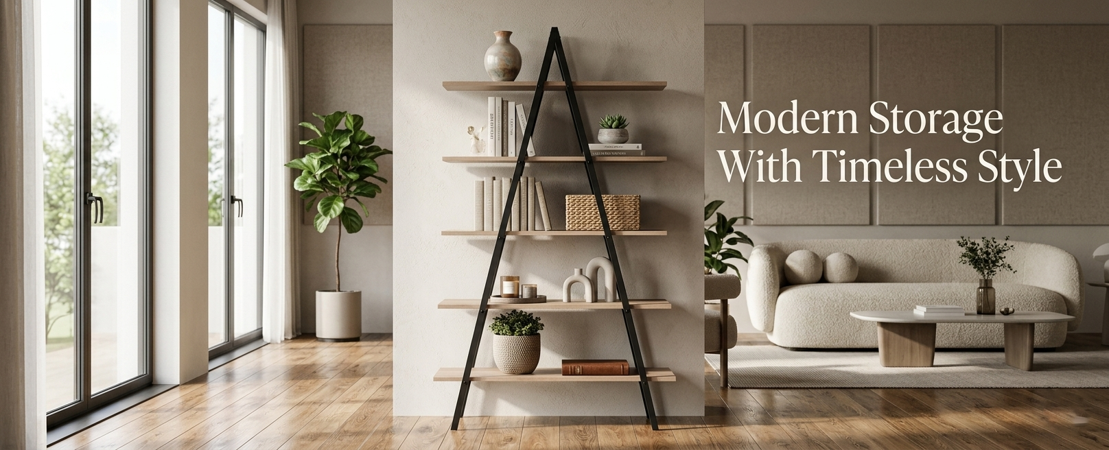 Leaning Ladder Shelf Rack – Multi-Tier Display Stand