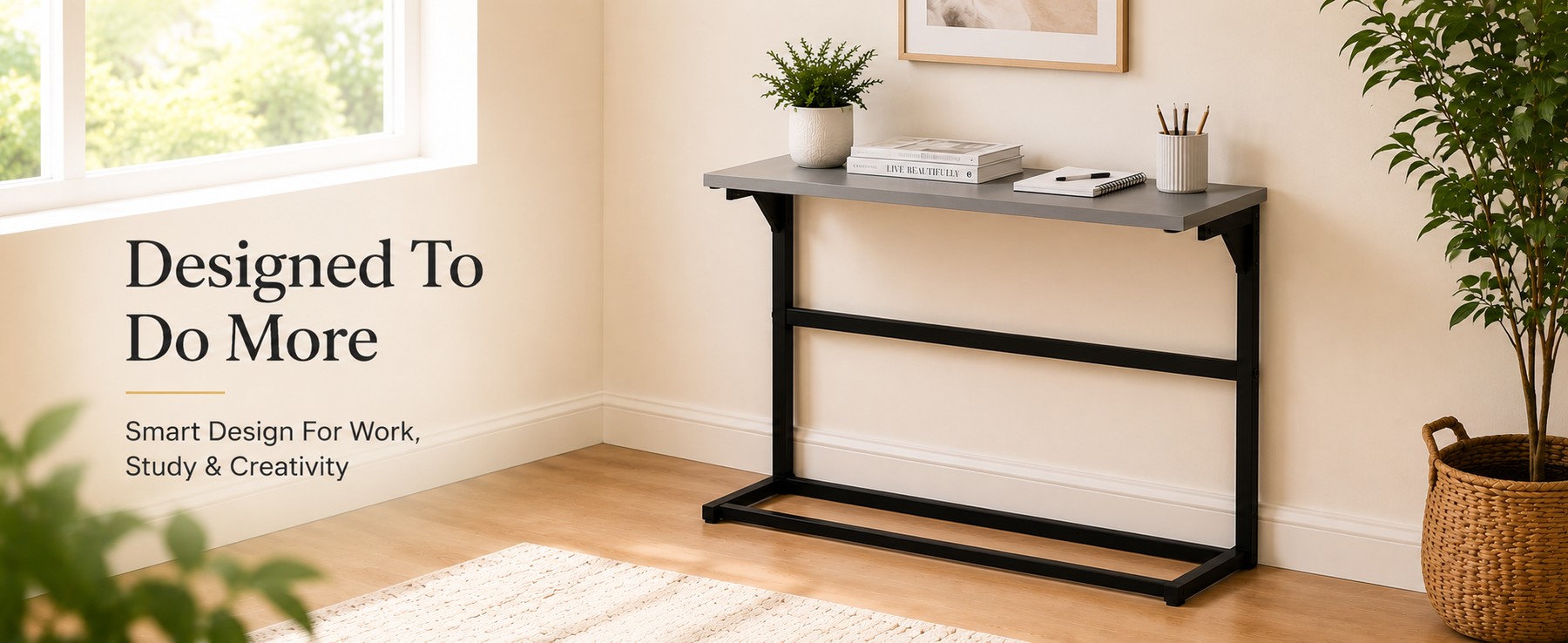 Modern Compact Study Table with Metal Frame –  Multipurpose Laptop Table for Home & Office