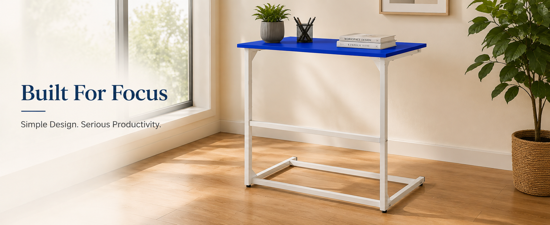 Modern Compact Study Table with Metal Frame –  Multipurpose Laptop Table for Home & Office