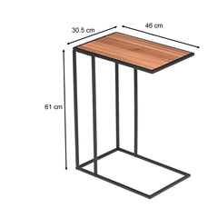 C-Shaped Side Table with Metal Frame –Laptop & Sofa Table for Living Room
