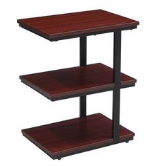 3-Tier Corner Display Shelf with Metal Frame – Mahogany Finish Storage Stand