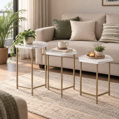 Set of 3 Nesting Table with Metal Frame – Multipurpose Seating Table