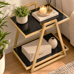 Modern Side Table with Bottom Shelf –  Multipurpose End Table