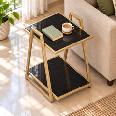Modern Side Table with Bottom Shelf –  Multipurpose End Table
