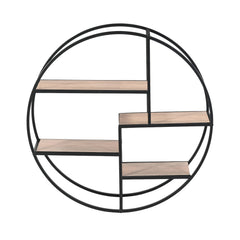Round Display Shelf Unit with Metal Frame – Storage Shelf
