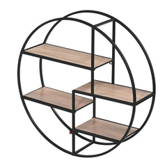 Round Display Shelf Unit with Metal Frame – Storage Shelf