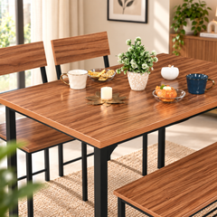 Compact Dining Table Set with Bench and Chairs – Dining Set