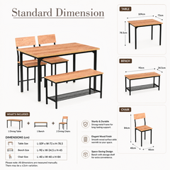 Compact Dining Table Set with Bench and Chairs – Dining Set