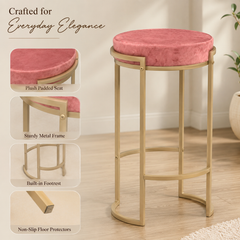 Round Stool with Metal Legs – Accent Stool