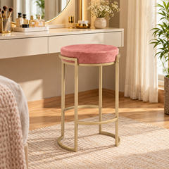 Round Stool with Metal Legs – Accent Stool