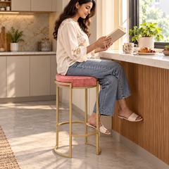 Round Stool with Metal Legs – Accent Stool