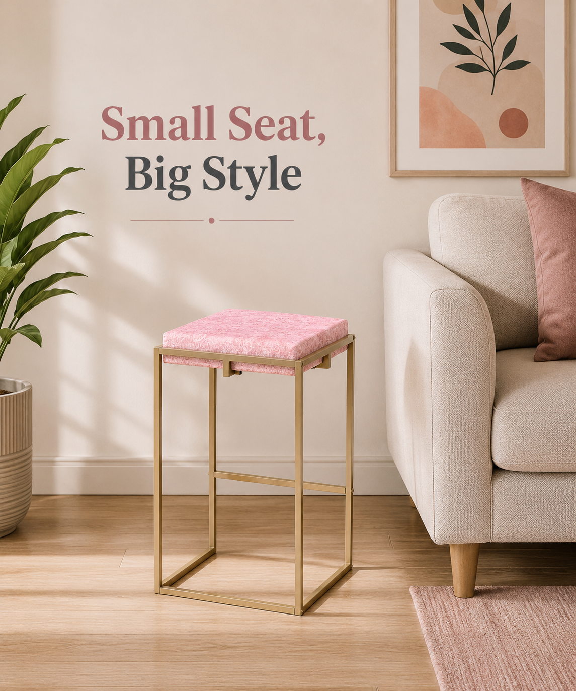 Square Stool with Metal Legs – Compact Stool