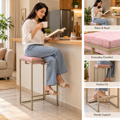 Square Stool with Metal Legs – Compact Stool