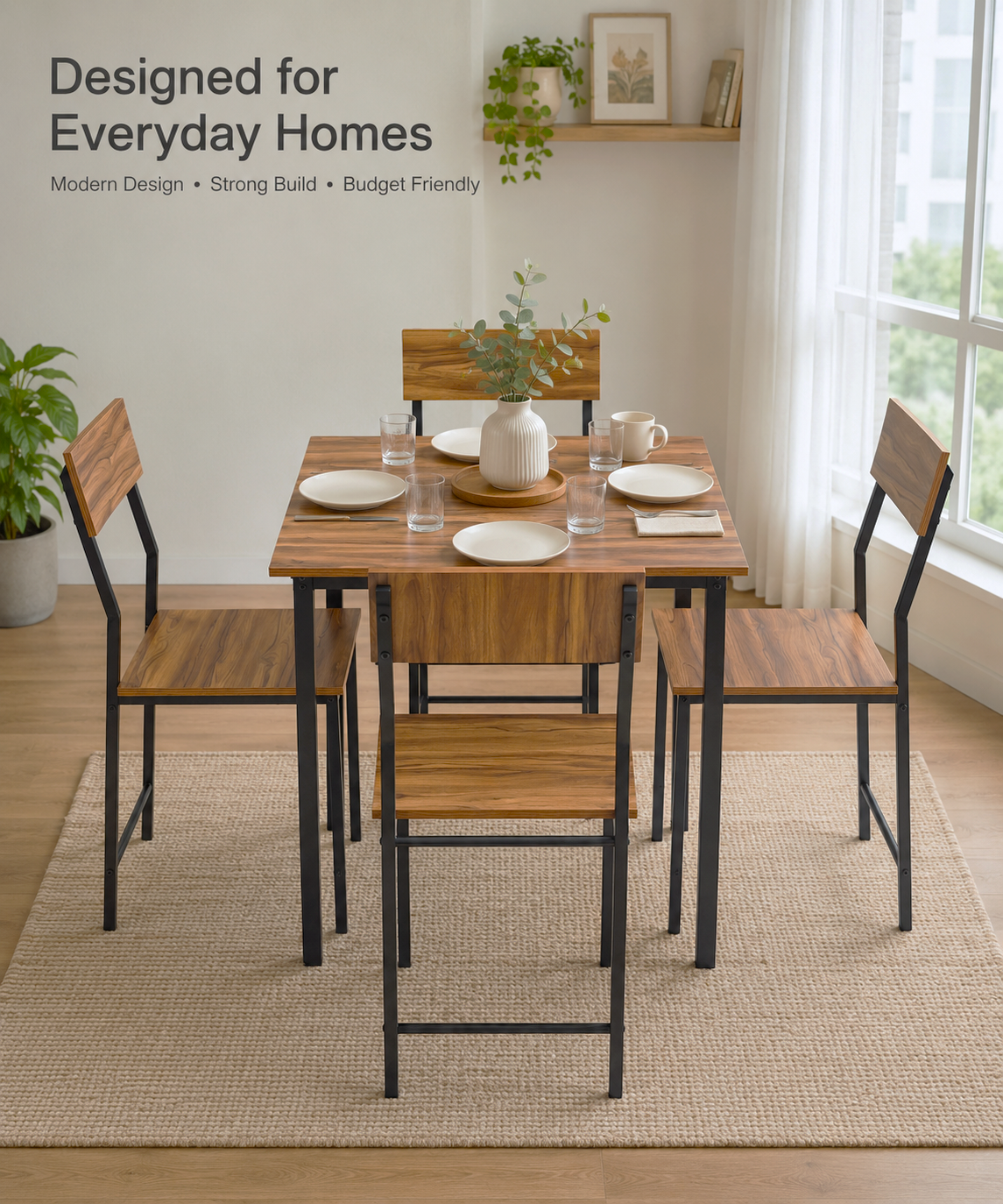 Compact Dining Table Set with 4 Chairs – Dining Set for Home