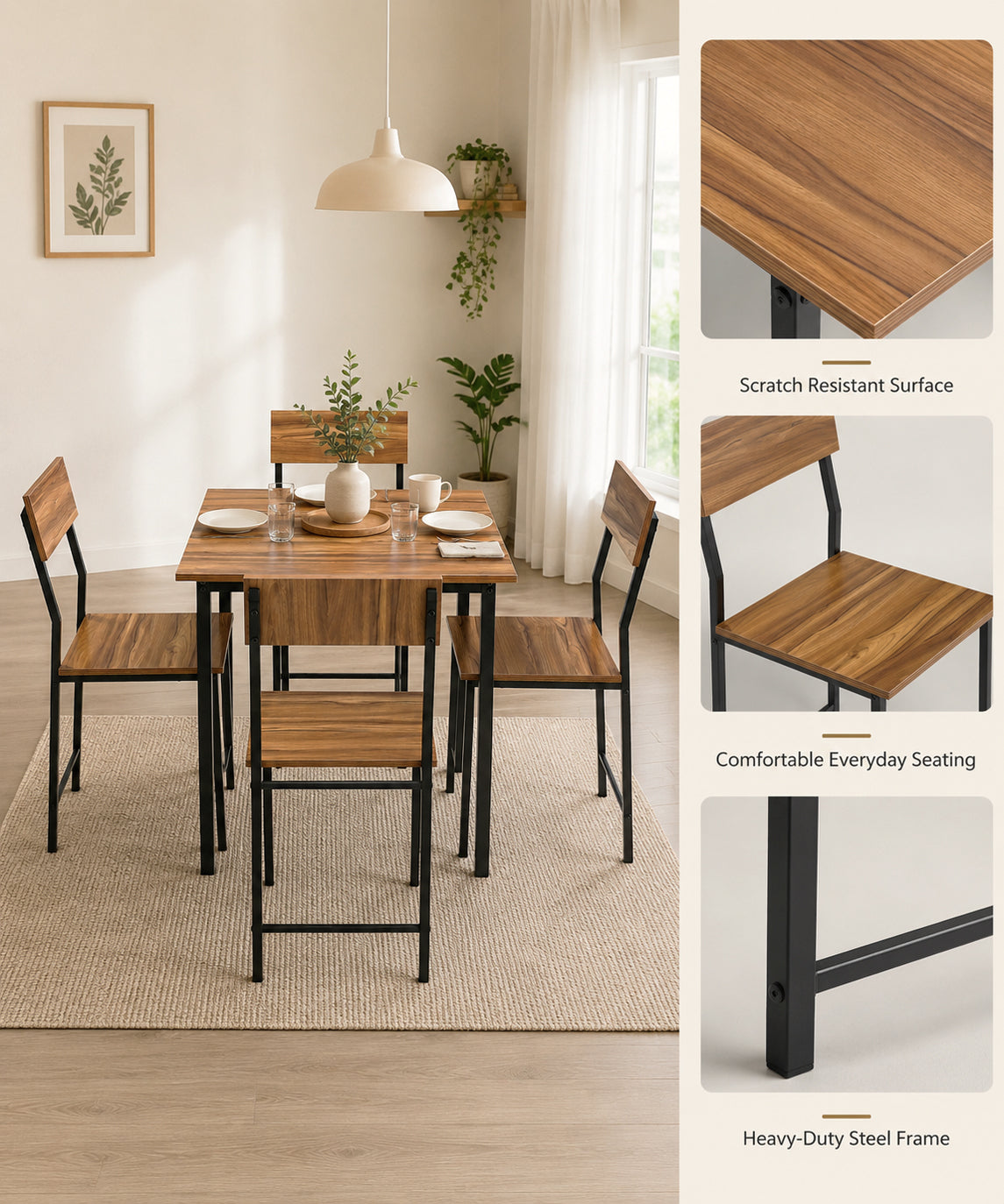 Compact Dining Table Set with 4 Chairs – Dining Set for Home