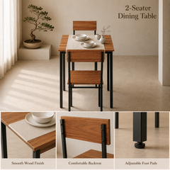 2-Seater Square Dining Table Set with Chairs – Finish Compact Dining Set
