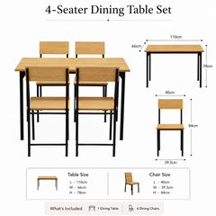 4-Seater Dining Table Set with Chairs – Finish Rectangular Dining Set