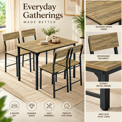 4-Seater Dining Table Set with Chairs – Finish Rectangular Dining Set
